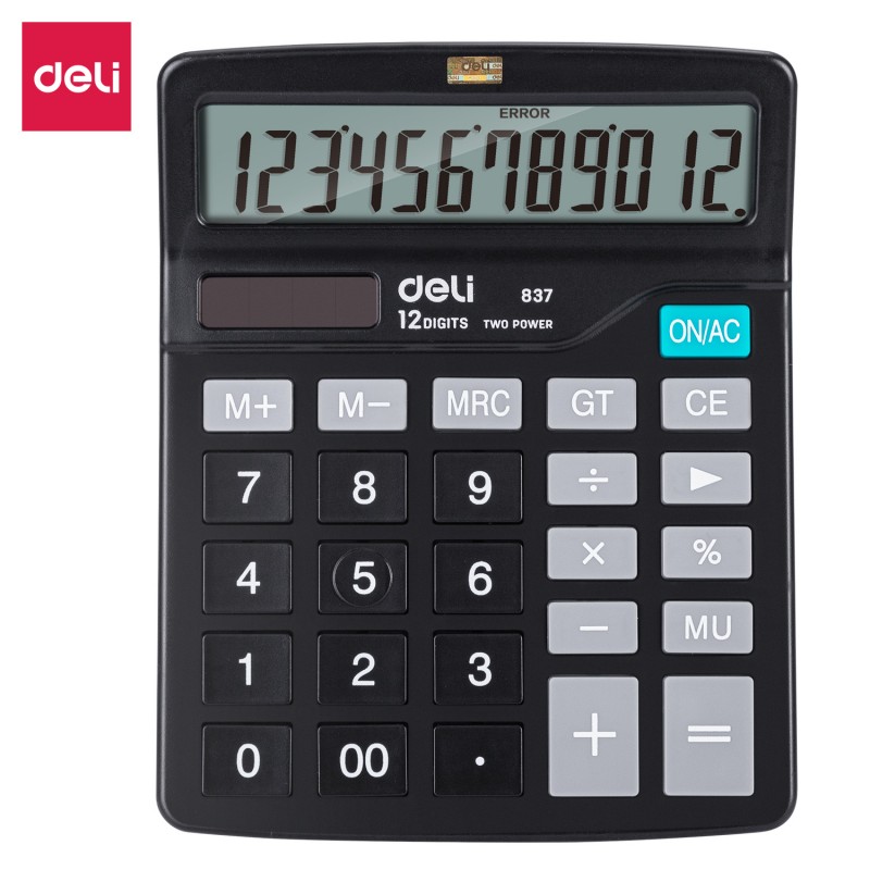 Calculatrice de bureau DELI-E837, vendue par It Delta Com, combine design élégant et fonctionnalité étendue pour les utilisateurs exigeants.