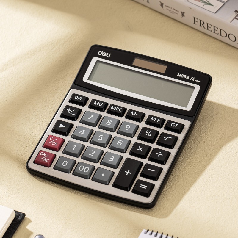 Calculatrice de bureau Deli EM889 ARG, élégante finition argentée, disponible chez It Delta Com, idéale pour les professionnels et les étudiants.