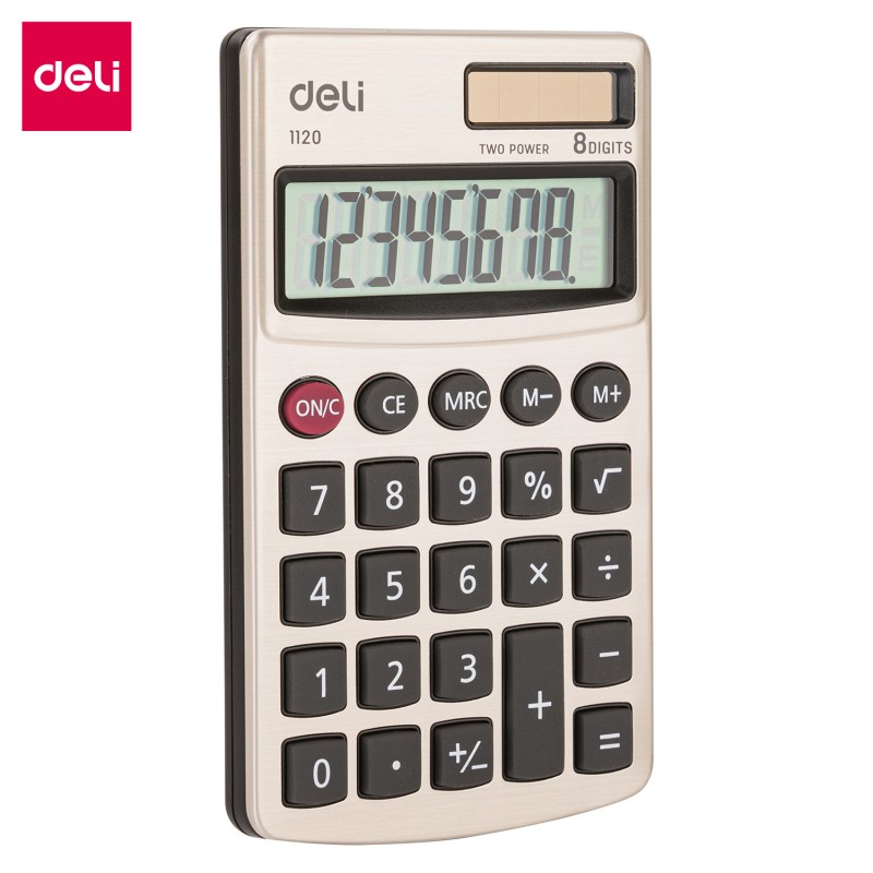 Calculatrice de poche Deli E1120, compacte et légère, disponible chez It Delta Com, idéale pour un usage quotidien personnel et professionnel.