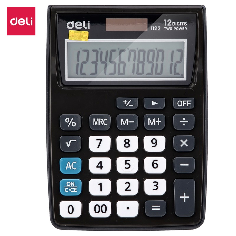 Calculatrice portative Deli E1122, disponible en couleurs diverses chez It Delta Com, compacte et colorée, idéale pour étudiants et professionnels.