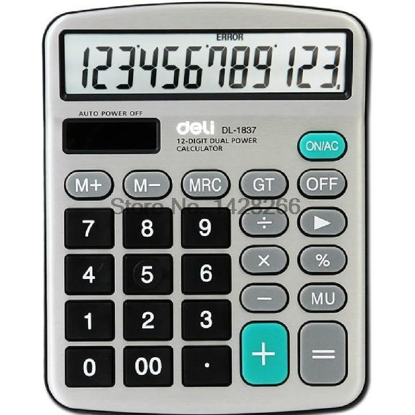 Calculatrice de bureau Deli 1837, élégante et fonctionnelle, disponible en gris et bleu chez It Delta Com, idéale pour les professionnels et les étudiants.