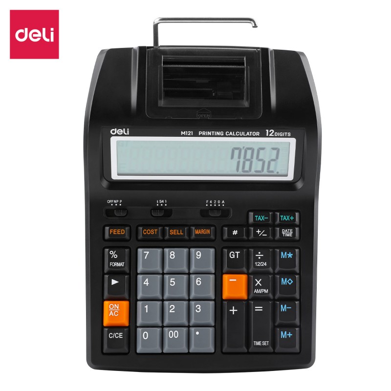 Calculatrice imprimante Deli EM121-EU, robuste et efficace, disponible chez It Delta Com, idéale pour les environnements commerciaux et financiers.