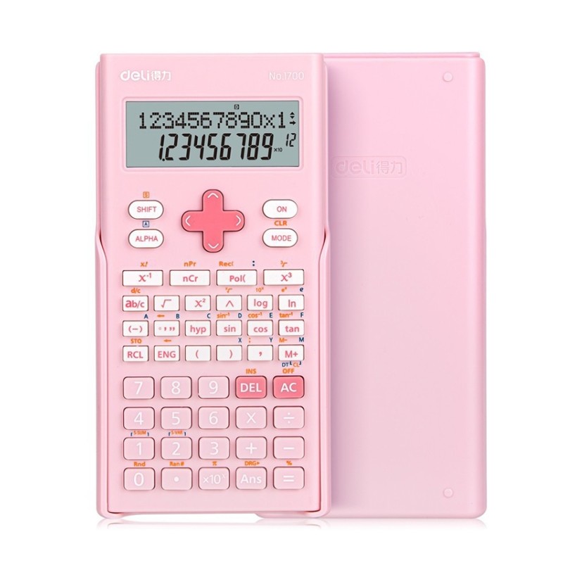 Calculatrice scientifique Deli E1725 en rose, disponible chez It Delta Com, parfaite pour étudiants et professionnels cherchant style et fonctionnalité.