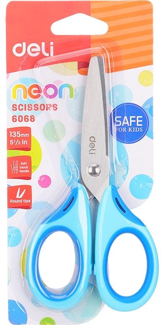 Ciseaux école Deli E6068, 13.5 cm, parfaits pour les étudiants, disponibles chez It Delta Com. Conçus pour la sécurité et l'efficacité dans les projets scolaires.