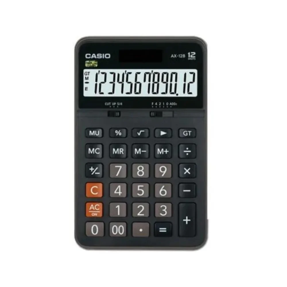 La calculatrice CASIO AX-12B-W-DC, compacte et fiable, est parfaite pour une utilisation quotidienne. Disponible chez It Delta Com.