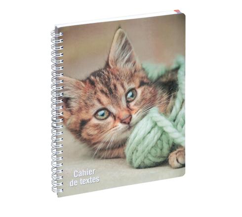 Cahier de textes Exacompta 99916E avec reliure spirale et motifs animaux. Format pratique pour noter devoirs et leçons. Idéal pour l'organisation scolaire des élèves.