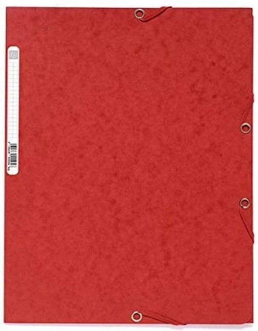 Chemise 3 rabats en carte lustrée 400g de couleur rouge. Fermeture par élastiques. Idéale pour ranger et classer vos documents. Fabriquée en France par Exacompta.