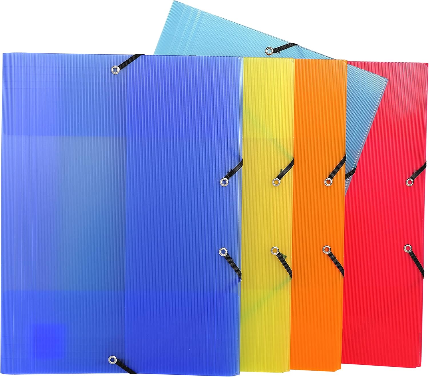 Chemise polypropylène translucide Linicolor avec 3 rabats et élastiques, format A4. Design moderne et protection optimale disponible en 5 couleurs assorties.