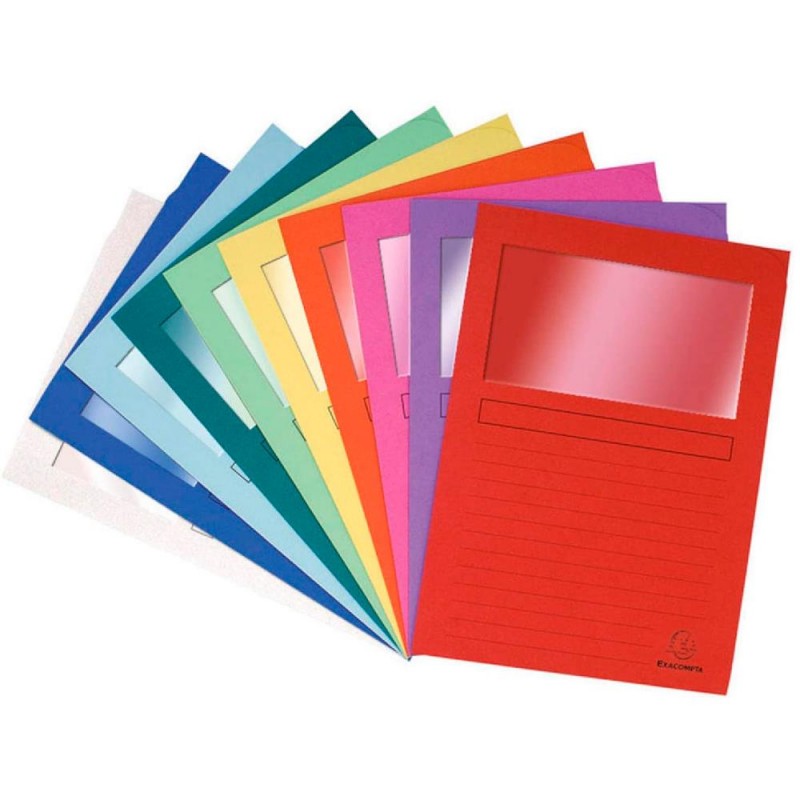 Lot de 10 chemises à fenêtre Forever en carte recyclée, format 22 x 31 cm. Solution éco-responsable en couleurs assorties pour un classement organisé avec identification rapide.