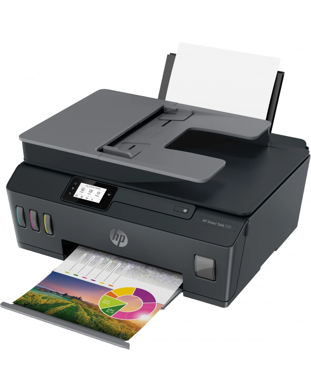 HP Smart Tank 530 : imprimante multifonction couleur Wi-Fi, avec réservoirs d'encre, impression, copie, numérisation et connectivité sans fil pour des performances économiques.