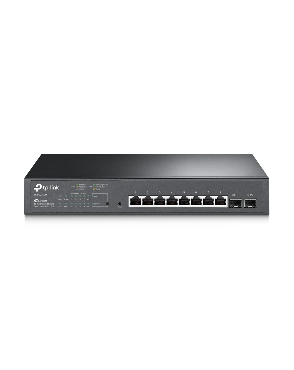 Le Switch TP-Link JetStream TL-SG2210MP est un switch Gigabit 10 ports avec 8 ports PoE+, offrant une solution idéale pour les entreprises ayant des besoins élevés en matière de connectivité réseau et d'alimentation PoE pour des appareils comme des caméras de sécurité ou des points d'accès Wi-Fi.