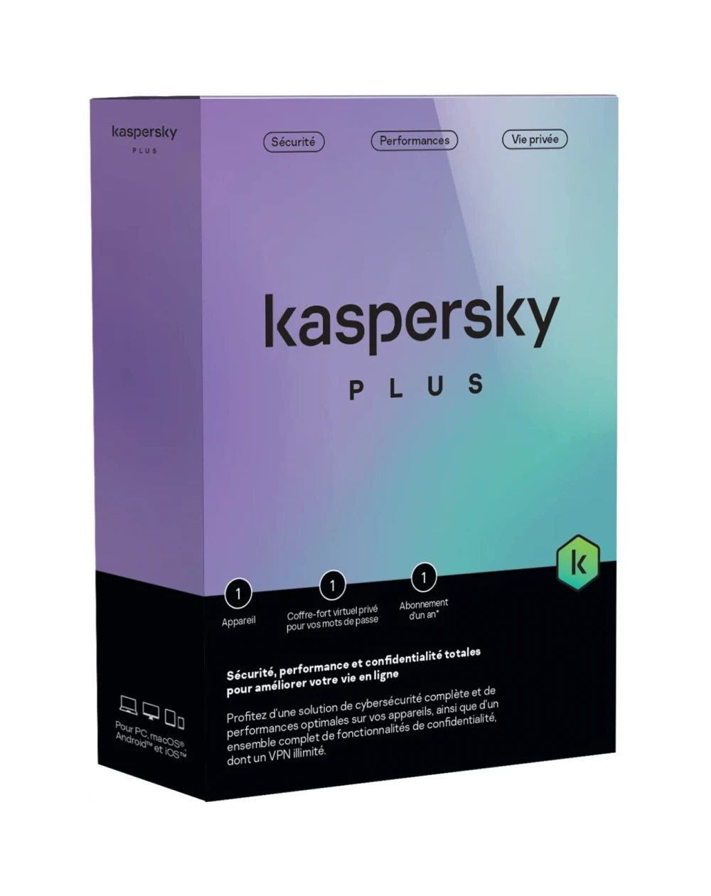 Kaspersky Plus (anciennement Kaspersky Internet Security) offre une protection avancée contre les virus, malwares, ransomwares et autres menaces en ligne. Licence pour 1 poste pendant 1 an, garantissant une sécurité optimale pour vos appareils et vos informations personnelles.