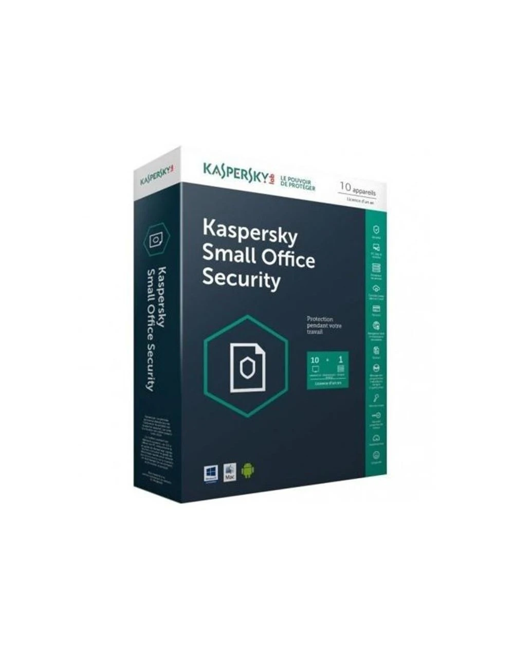 Kaspersky Small Office Security 7-2 offre une sécurité robuste et facile à gérer pour les petites entreprises, protégeant 20 postes de travail et 2 serveurs contre les menaces en ligne avec des fonctionnalités avancées de cybersécurité.