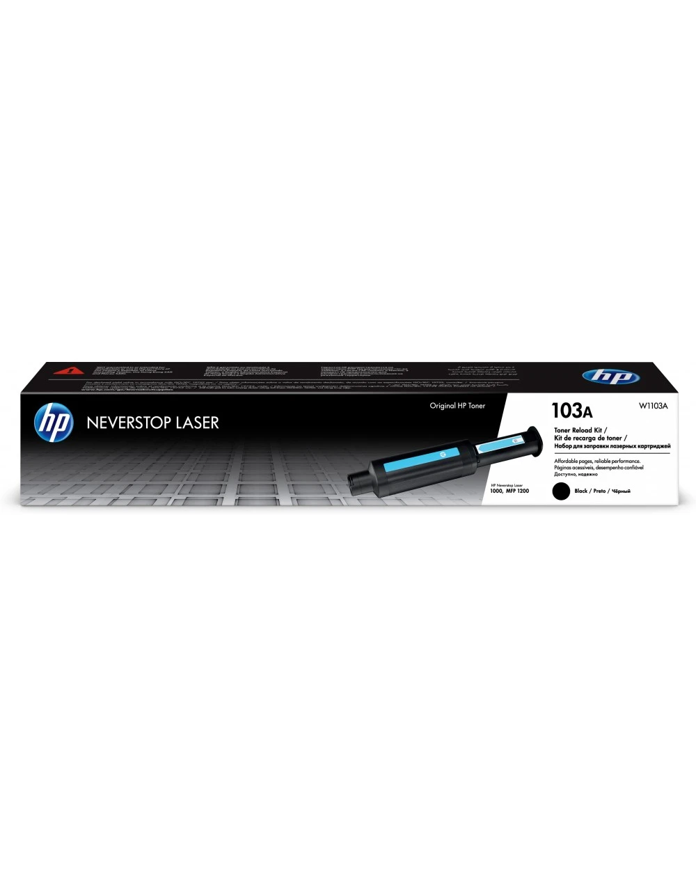 La cartouche de toner noir HP 103A Neverstop (W1103A) est conçue pour les imprimantes HP Neverstop Laser. Elle offre un rendement élevé et une impression de qualité supérieure avec un rendement de 2 500 pages, idéale pour des impressions à volume moyen à élevé.