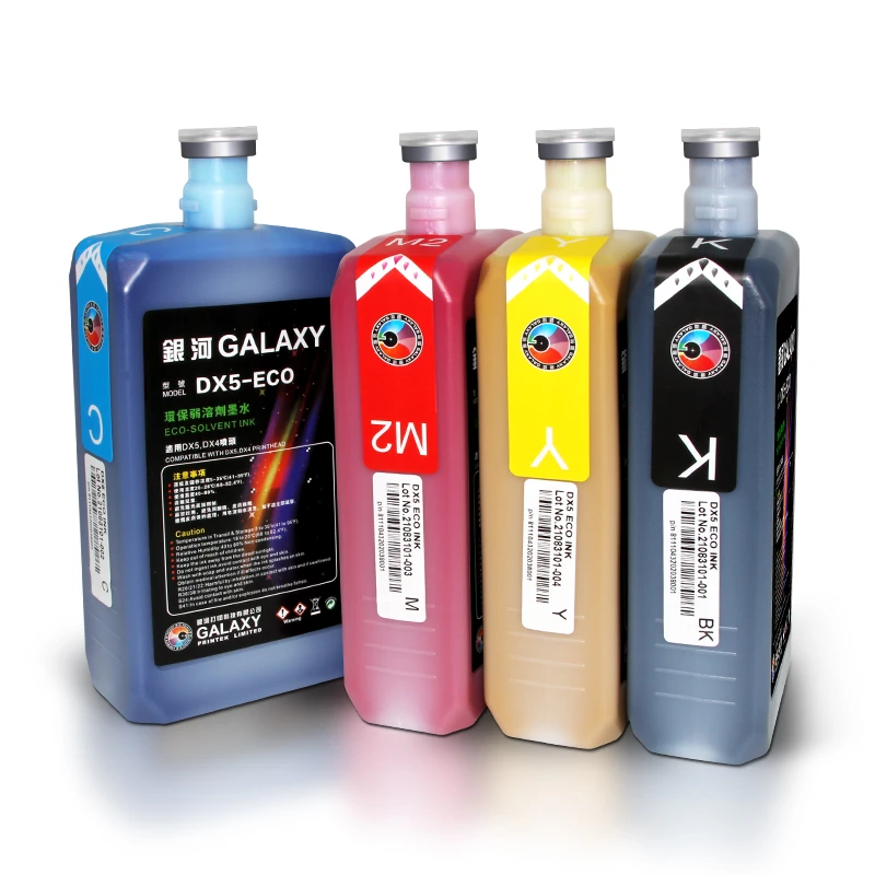 L'encre EcoSolvant pour traceur Galaxy DX5-ECO est conçue pour les imprimantes de traceurs de type éco-solvant, offrant des impressions de haute qualité avec une excellente durabilité et des couleurs vives. Parfaite pour une utilisation en extérieur comme en intérieur, elle garantit des résultats nets et résistants.