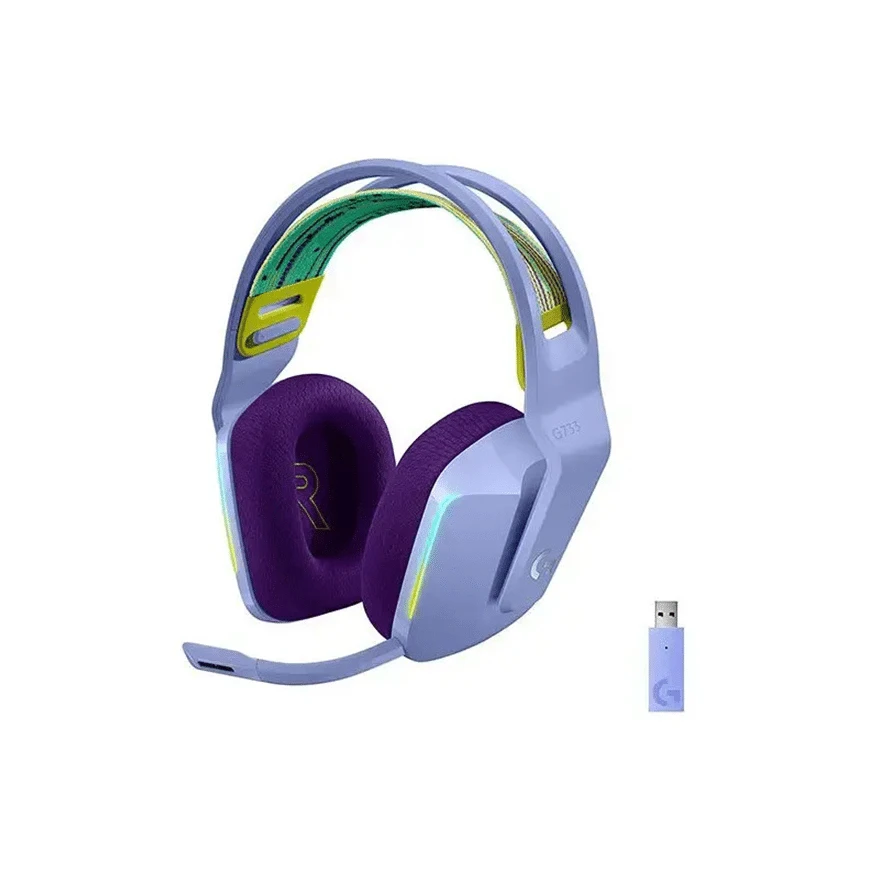 Le Logitech G733 Lightspeed – Lilas est un casque gamer sans fil offrant un son immersif DTS Headphone:X 2.0, des transducteurs Pro-G de 40 mm, un micro unidirectionnel, et un confort optimal avec mousse à mémoire de forme et rétro-éclairage RGB Lightsync.