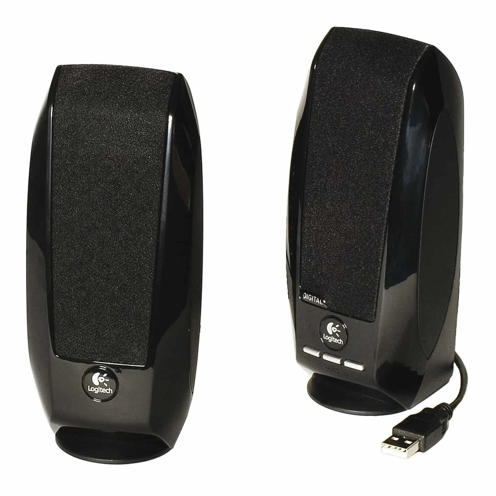 Les Logitech S150 sont des haut-parleurs 2.0 USB compacts avec base stable, commandes intégrées et indicateur d’alimentation pour une utilisation simple et efficace sur PC.
