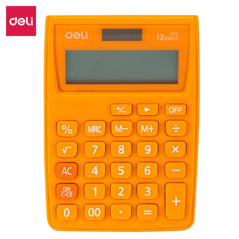 Calculatrice portative Deli E1122, disponible en couleurs diverses chez It Delta Com, compacte et colorée, idéale pour étudiants et professionnels.