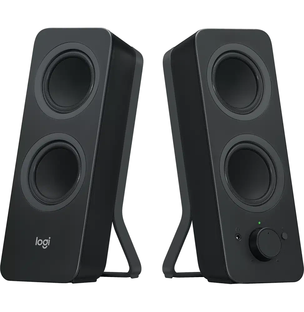 Les Logitech Z207 sont des haut-parleurs 2.0 Bluetooth pour ordinateur offrant une puissance totale de 10W, connectivité sans fil ou filaire via jack 3,5 mm, et un bouton de couplage Bluetooth pratique pour une utilisation facile.