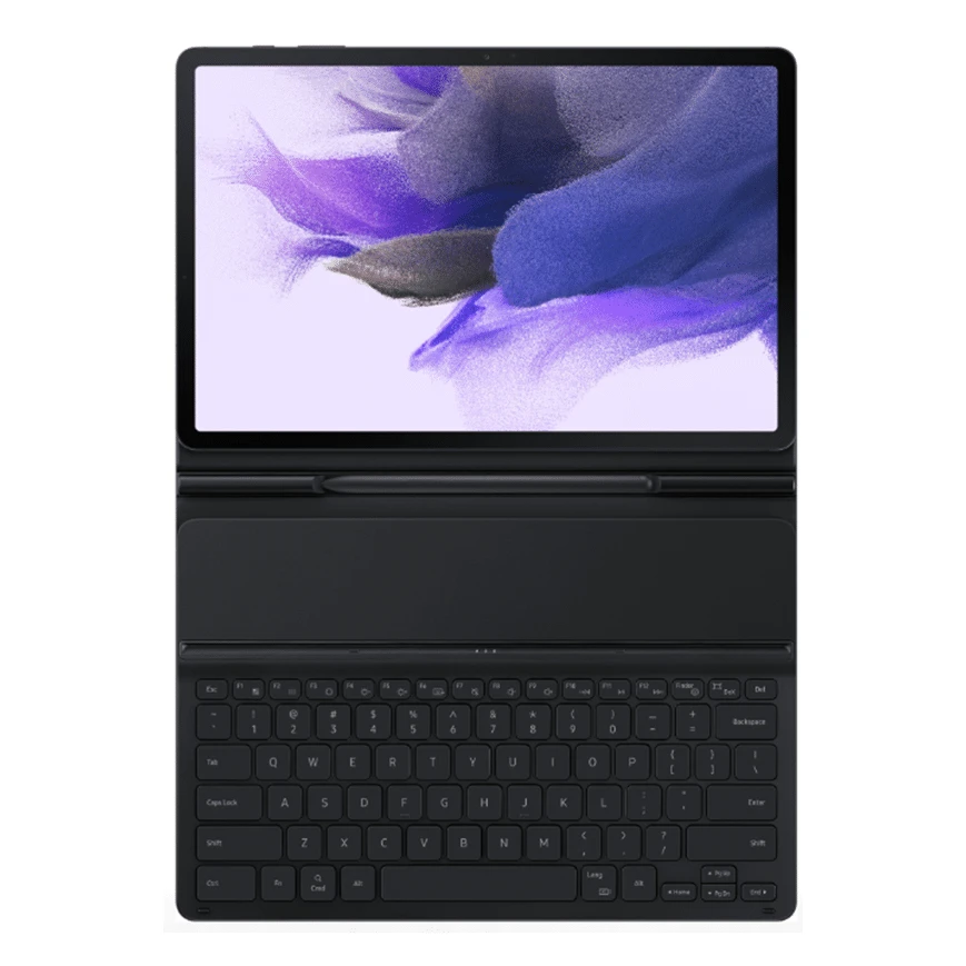 Clavier Book Cover Samsung pour Galaxy Tab S7+ et S7 FE : design fin, léger, revêtement anti-microbien et position pratique pour une productivité optimale.