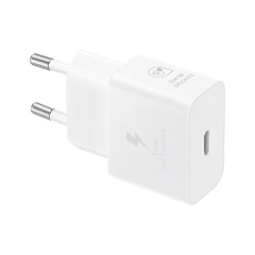 Le Chargeur Samsung Blanc Ultra-Rapide 25W USB-C permet une charge rapide et sécurisée pour tous vos appareils USB-C. Compact et élégant, il combine performance et praticité sans câble encombrant.