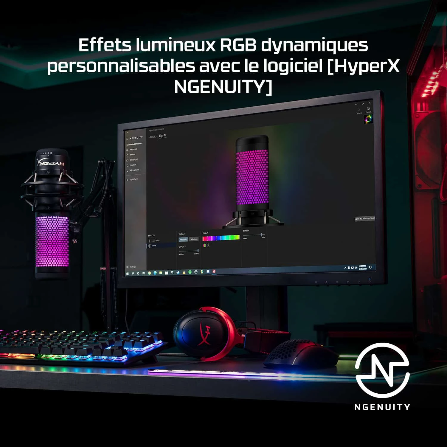 Le HyperX QuadCast S (519P0AA) est un microphone USB haut de gamme avec éclairage RVB personnalisable. Offrant quatre modes de directivité (stéréo, omnidirectionnel, cardioïde, bidirectionnel), il est parfait pour le streaming, le gaming, les podcasts et les visioconférences.