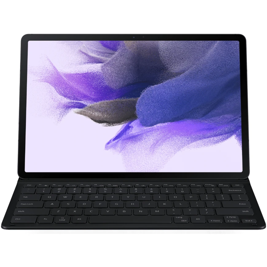 Clavier Book Cover Samsung pour Galaxy Tab S7+ et S7 FE : design fin, léger, revêtement anti-microbien et position pratique pour une productivité optimale.