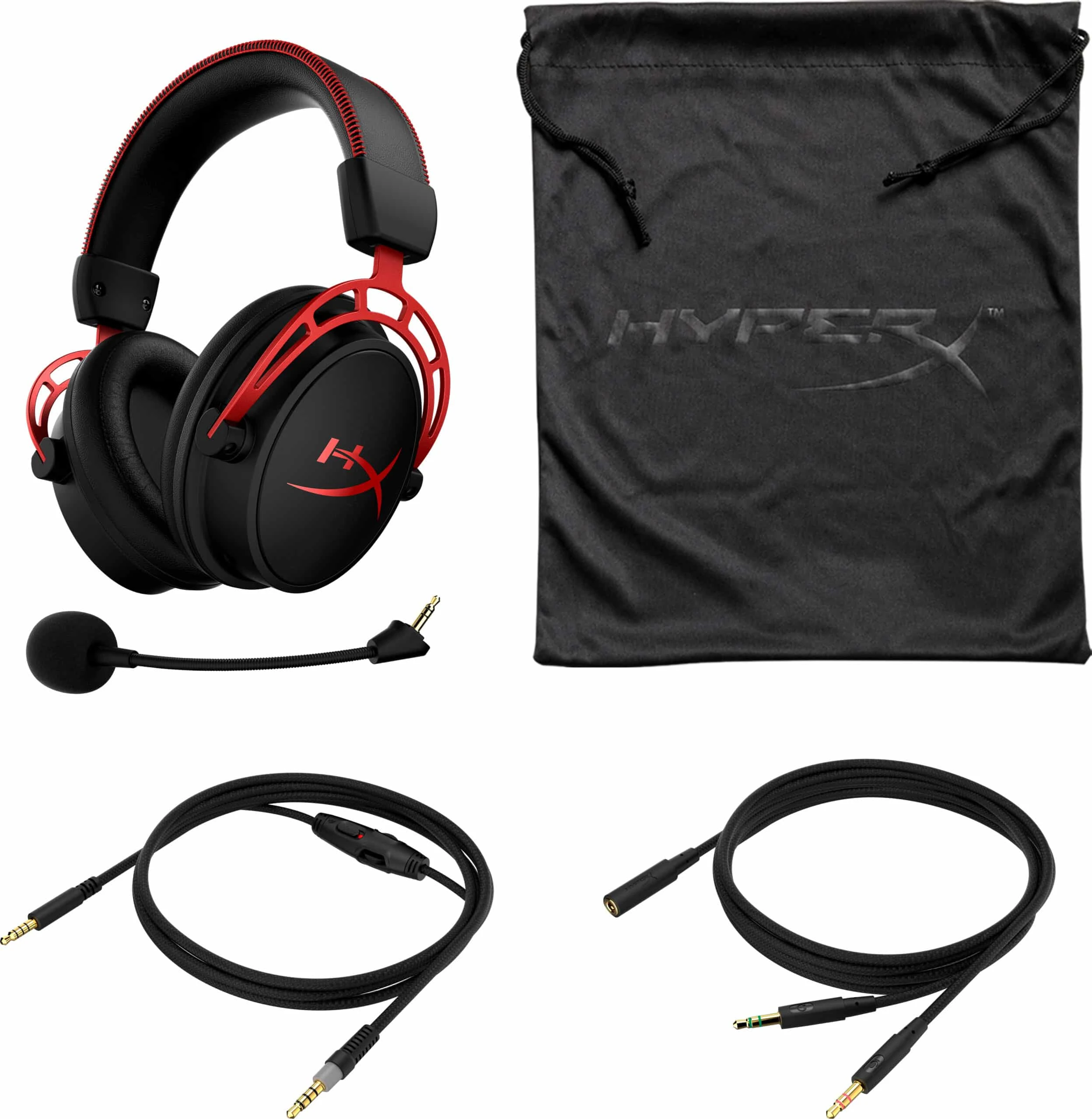 Le HyperX Cloud Alpha – Red est un casque gamer filaire circum-aural fermé avec transducteurs de 50 mm, son haute fidélité, microphone amovible et compatibilité multi-plateforme (PC, consoles et mobiles), certifié Discord et TeamSpeak.