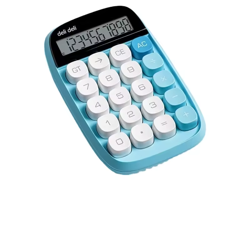 Calculatrice de bureau Deli TE35, disponible en bleu et blanc, disponible chez It Delta Com, parfaitement adaptée pour les professionnels et les étudiants.