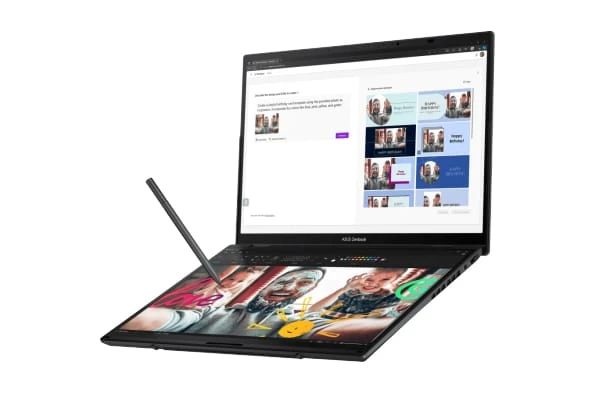 Découvrez le Asus Zenbook Duo UX8406CA Ultra 9, un ordinateur révolutionnaire à double écran OLED 3K 120 Hz, boosté par l’Intel® Core™ Ultra 9 avec IA intégrée. Idéal pour les créatifs et professionnels exigeants au Maroc.
