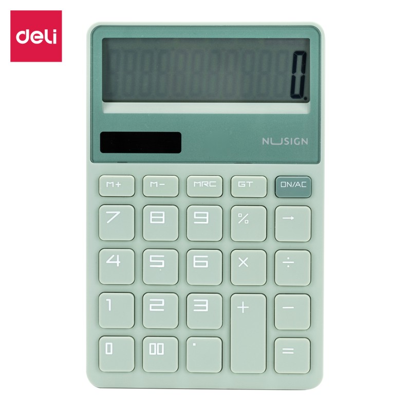 Calculatrice Nusign Deli ENS042, disponible en blanc, rose, et vert chez It Delta Com, allie style moderne et fonction pratique pour un usage quotidien dynamique.