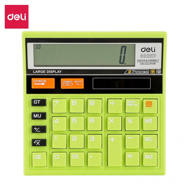 Calculatrice Deli E39231F, proposée en bleu et vert, disponible chez It Delta Com, parfaite pour les étudiants et les professionnels cherchant style et fonctionnalité.