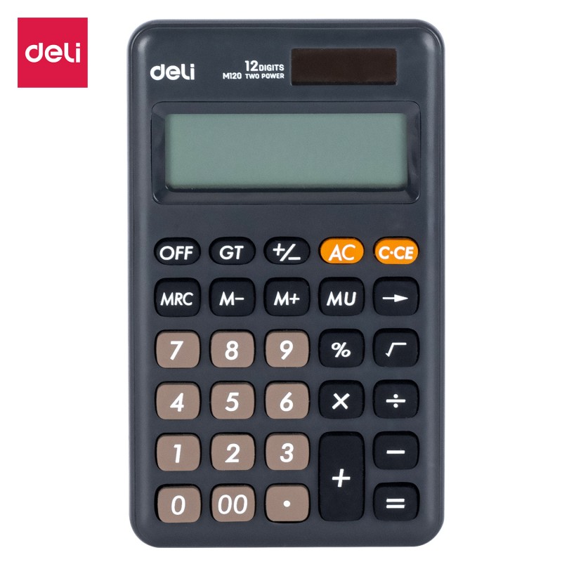 Calculatrice Deli EM120, disponible en blanc, gris, et vert chez It Delta Com, combine précision et design moderne pour un usage quotidien efficace.