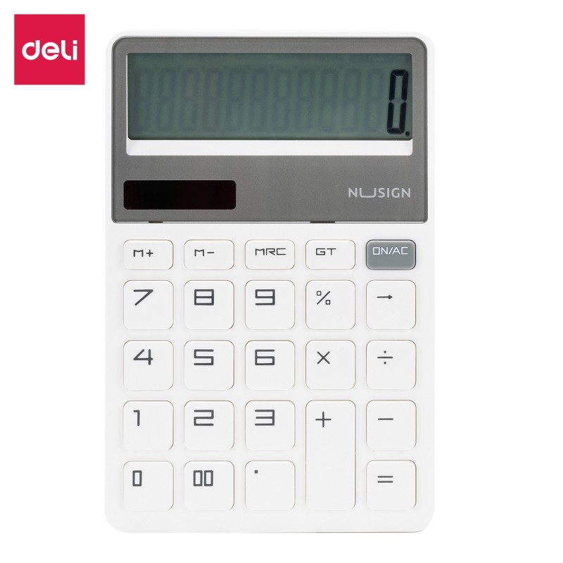 Calculatrice Nusign Deli ENS042, disponible en blanc, rose, et vert chez It Delta Com, allie style moderne et fonction pratique pour un usage quotidien dynamique.