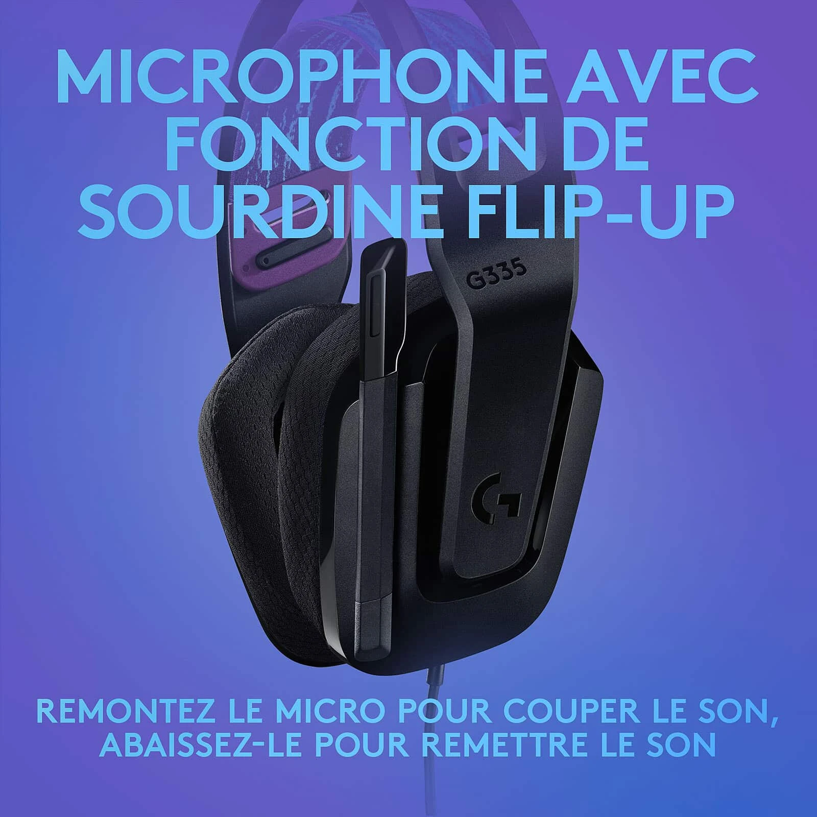 Le Logitech G335 est un casque filaire gamer avec transducteurs 40 mm, micro unidirectionnel repliable, confort longue durée et certification Discord, compatible PC, consoles et mobiles.