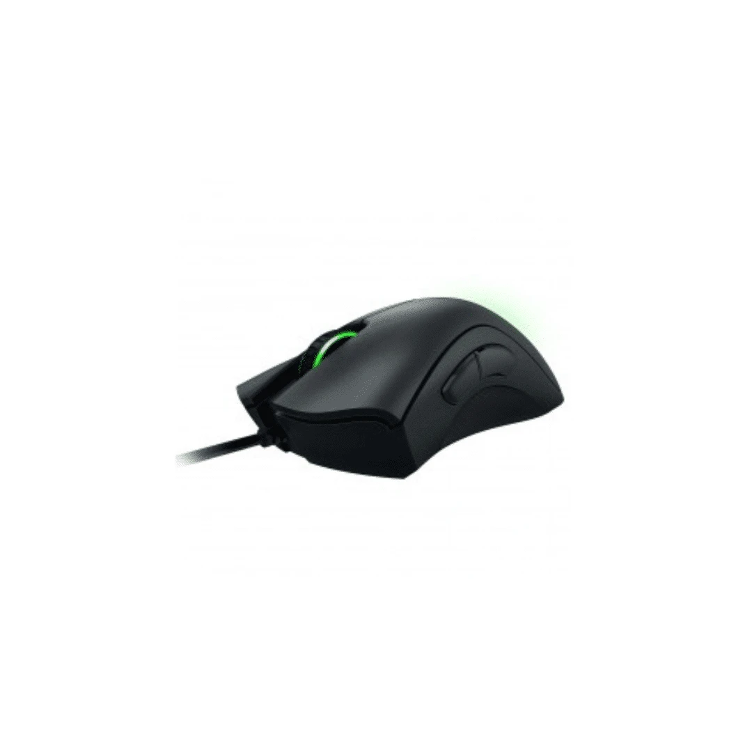 Razer DeathAdder Essential – Souris gaming filaire ergonomique avec capteur optique 6400 DPI, 5 boutons programmables et rétroéclairage vert.